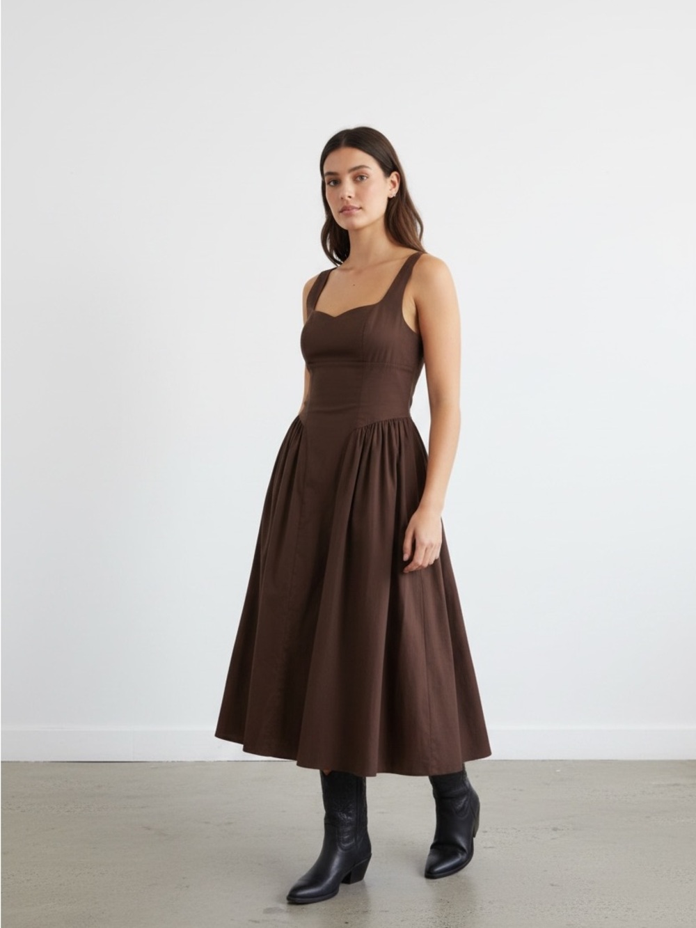 REVOLVE Chocolate Brown Sleeveless Midi Dress